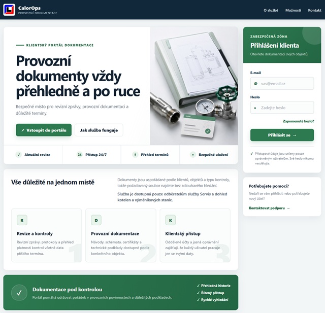 Klientský portál provozní dokumentace CalorOps