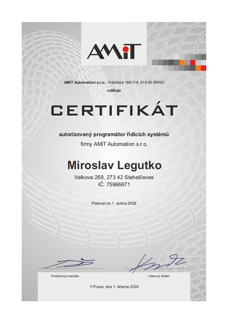 Certifikát AMiT 2