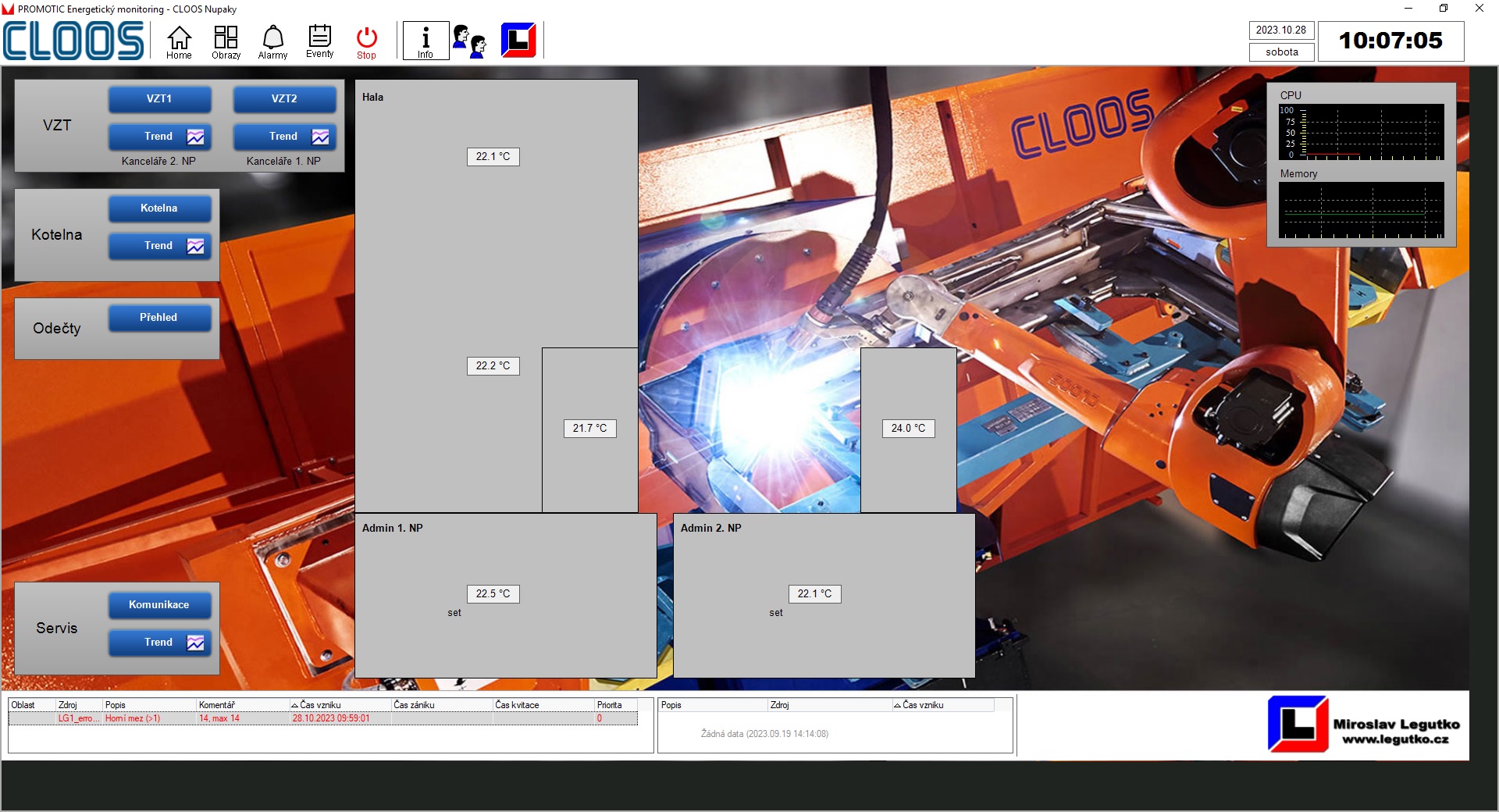 PROMOTIC obrazovka CLOOS